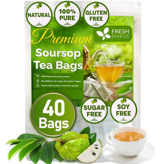 Soursop Tea, Premium Soursop Graviola Leaf Tea Bags, 100% Natural and Pure from Soursop Leaves, Handmade, Made with Natural Materials-Corn Fiber Tea Bag, Sugar/Caffeine/Gluten Free, Hoja Guanabana Tea Soursop Tea, Beverage, Natural Organic Vitamin